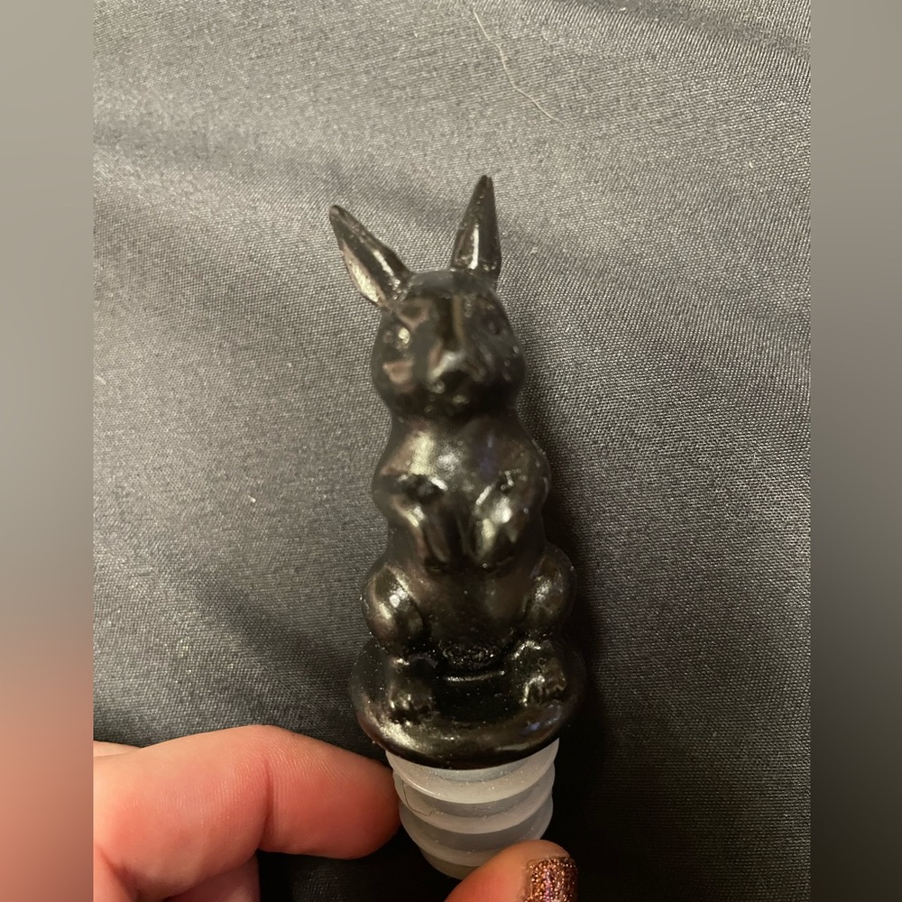 Hand Crafted Black Rabbit Bottle Stopper